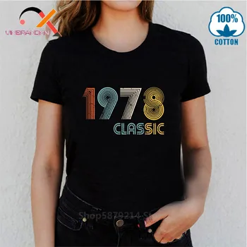 Derliaus Camisetas Retro Classic 40 Gimtadienio Dovana 1978 M. Visos Originalios Dalys, T Marškiniai moteris Atsitiktinis Užsakymą Medvilnės Patogus Trišakiai