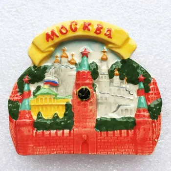 QIQIPP Rusijos Maskvos turizmo atminimo magnetiniai lipdukai Raudonoji Aikštė, Kremlius keramikos glazūra stereo šaldytuvas lipdukai