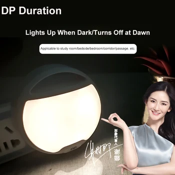 DP434 AC220V Patogus Plug-in Mini LED Nakties Šviesos Pažangi šviesų Jutiklis Nakties Šviesos