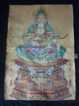 Kinijos Antikvariniai kolekcijos Thangka siuvinėjimo Goddess of mercy schema