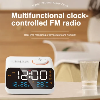 Kūrybos LED Skaitmeninis Laikrodis Kontrolės FM Radijo Žadintuvas Temp Drėgmės Ekranas Tolygus Reguliavimas USB Įkrovimo Atidėjimo Funkcija