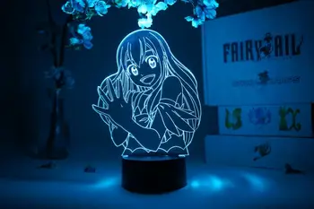 Wendy Marvell Naktį LED Lemputė Vaiko Gimtadienio Dovana Miegamojo Dekoras, Šviesos, Manga Akrilo 3D Stalo Lempa Fairy Tail Anime Pav.