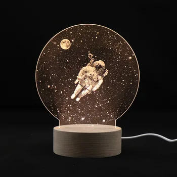 Naktį Šviesos Astronautas Žvaigždėtas Dangus 3D Naktį naktiniai staleliai, Lempa lempos, Miegamojo Kambarį 