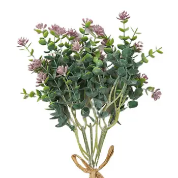 1 Puokštė Ryškus Netikrą Gėlių Plastiko Subtilus Imituojamas Eukalipto Gėlių Lapų Puokštė, Dirbtinės Gėlės Vestuvių Reikmenys