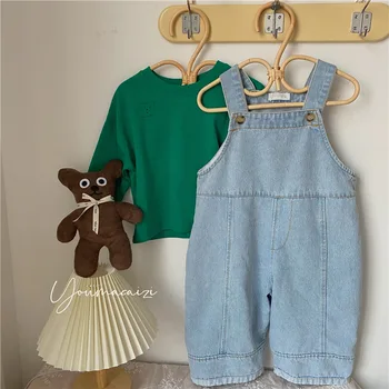 2022 m. pavasarį naujas berniukų ir mergaičių šviesos spalva petnešos kūdikių korėjos džinsinio Petnešos berniukas drabužiai