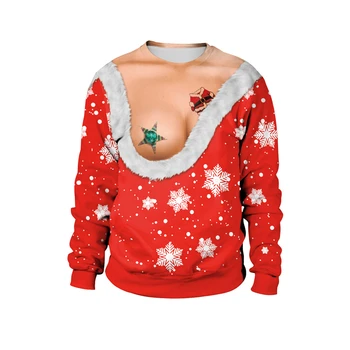 Kalėdų cosplay kostiumai, apsimeta pagimdė krūtine realus apvalios kaklo megztinis moterų partijos veiklos drabužius unisex drabužiai
