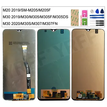 Samsung Galaxy M30 M20 2019 M205F M305 LCD Samsung Galaxy M30S M30 2020 M307 M305F LCD Ekranas Jutiklinis Ekranas skaitmeninis keitiklis