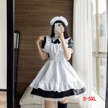 Seksualus, mielas nėriniai-up juoda ir balta bridesmaid suknelę skaidrus šifono cosplay kostiumų anime cosplay vienodas pagundai kostiumas
