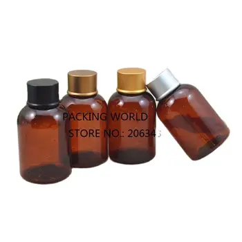 100ml RIEBALŲ&TRUMPI rudi PET BUTELIO plastikinio butelio aliuminio dangteliu tonerio/gėlių vandens (kremas/šampūnas kosmetikos pakuotės