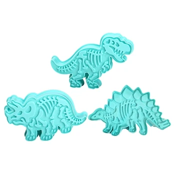 Dinozaurų Fosilijos Slapukas Pelėsių Plastiko matinis paviršius Minkštas Push-tipo Buitinių Cookie Cutters Vaikams 3 Stilius