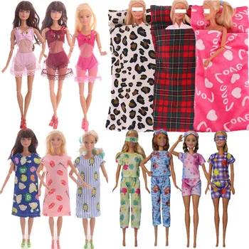 Pižama Naktį Drabužius Barbie Lėlės Bikini Seksualus ir Atsitiktinis Stiliaus su miegmaišį Priedai Nustatyti Playset Žaislas Vaikams