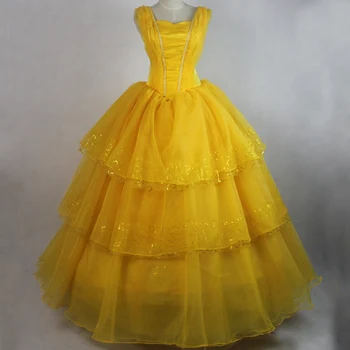 Naujas Filmas, Moteris Ir Žvėris Cosplay Kostiumų Belle Spalvingas Geltona Suknelė Išgalvotas Halloween Carnival Kamuolys Suknelė Suknelės