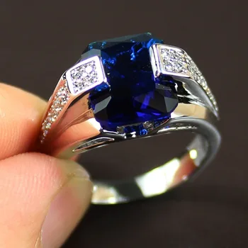 Geriausiai parduodamas Naujas Prabangus Mėlyna Inkrustacijos Cirkonis Vestuvių Žiedas Moterų Europos ir Amerikos Žiedas Laukinių Prom bižuterijos