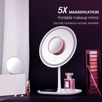 Didinamasis veidrodis makiažo veidrodis, mini pocket veidrodis užpildyti šviesos veidrodis ju raudona veidrodis nešiojamų 5X priartinimas kompaktiškas veidrodėlis