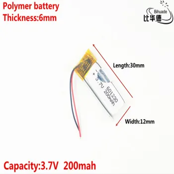Litro energijos baterija Gera Qulity 3.7 V,200mAH,601230 Polimeras ličio jonų / Li-ion baterija ŽAISLŲ,CENTRINIS BANKAS,GPS,mp3,mp4