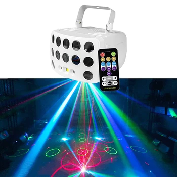 Naujas Strobe Lazerio Lempa LED DJ Disco Šviesos DMX RGB Nuotolinio Valdymo Pluošto Naujųjų Metų Dovana Šalis Klubo Šokių Scenos Apšvietimo Efektas