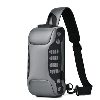 Dizaineris Krūtinės, Pečių Maišą Vyrų Vandeniui USB Crossbody Bag Anti-Theft Trumpų Kelionių Messenger Diržas Mados Dryžuotas Sling Bag