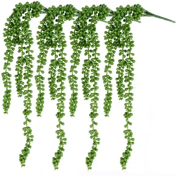 4pcs Dirbtinis Succulents Kabantys Augalai Netikrų Perlų Eilutę, 19