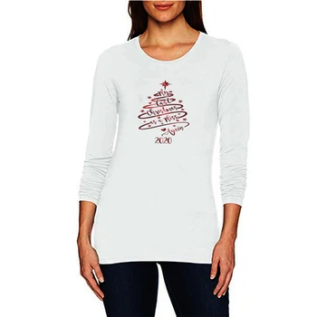 Rudenį Kalėdų Long sleeve T-Shirt Moterims Basic Marškinėliai, Negabaritinių Balta Juoda Šukuotinės Medvilnės Moteris Atsitiktinis O-kaklo Drabužių S-2XL