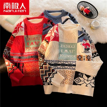 NANJIREN Naujas Megztinis Vyrams Žiemos Plius Aksomo Storas Šiltas Megztas Megztinis In Hong Kong Stilius Laisvas Tendencija Porų Megztinis