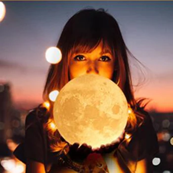 Led Nakties Šviesos Įkrovimo 3D Spausdinimo Mėnulio Lempos Baterija Naktį Šviesos diodų (Led Spalvų Kaita Naktį Lempos Kūrybos Dovanos