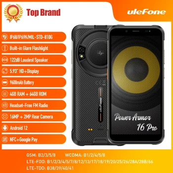 Ulefone Power Armor 16 Pro 9600mAh Patikima Išmanųjį telefoną 4GB+ 64G Android 12 NFC Mobiliųjų Telefonų Pasaulinė Versija Vandeniui Telefono