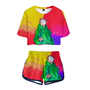 Mielas animacinių filmų animacija dreamwastaken Harajuku 3D ponios apkarpytos T-marškinėliai + šortai tiktų vasaros mergaitės atsitiktinis kelnės dviejų dalių kostiumas