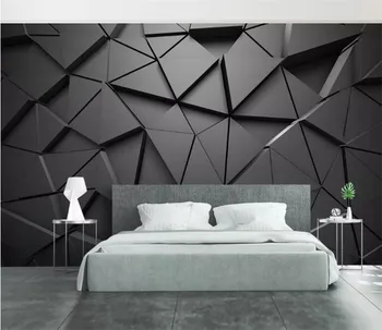 Šiuolaikinės Kūrybos 3D Abstrakčių Geometrinių Pilkos spalvos Trikampis Didelės Freskos 3D Tapetai Kambarį TV Wall Namų Dekoro Sienų Medžiaga 3D Freska