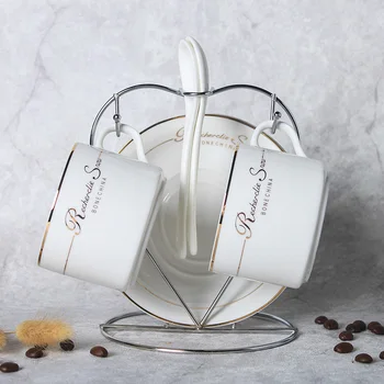 Europos Kaulų Kinijos Porceliano Kavos Puodelio Nustatyti Taurės Paprasta Kūrybos Kaulų Kinija Kavos Puodelio Lėkštė Šaukštas su Lentyna