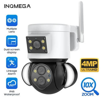 INQMEGA WI-fi IP Kamera 4MP 10X ZOOM Saugumo Kameros Prožektorius CCTV Vaizdo Stebėjimo Žmogaus Aptikimo Kamera Suderinama WIFI &RJ45