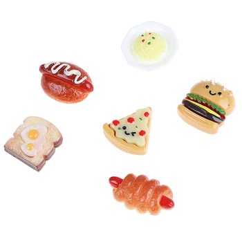 10vnt Mini Dervos Maisto Žaisti Žaislas Apsimesti, Hotdog duona, pyragas Miniatiūriniai Lėlių Ornamentu Dekoro Vaikams 