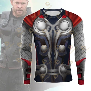 Naujas Endšpilis Kapitonas 3D Superhero ilgomis Rankovėmis Cosplay Suspaudimo Premium Marškinėliai Finess sporto Salė Greitai-Džiovinimo Stora Viršūnės