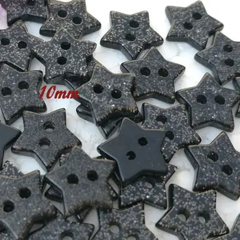 50pcs 10mm Mini Juodas Sidabro Milteliai Black Star Dekoratyviniai Mygtukus Amatų Siuvimo Dervos Specialios Formos 