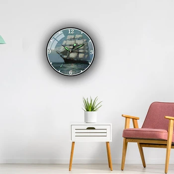 Sieninis Laikrodis Mados Meno Burlaivis Sieninis Laikrodis Paprasta, Prabangus Sieninis Laikrodis Didelio Dydžio Miegamasis Laikrodis Modernaus Dizaino Namų