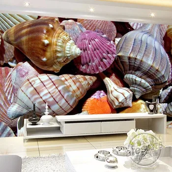 Naujas paprastas shell 3D TV gyvenamasis kambarys sofos foną freskomis Pasirinktinis Dydis
