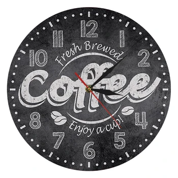Kavos Dekoratyvinės Sienų Laikrodis Virtuvės Dekoro Kavos Parduotuvė Dekoro Šviežiai Paruošta Kava Mėgautis Taurės Sieniniai Laikrodžiai Laikrodžiai Kavinė
