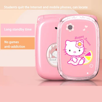 Sanrios Kawaii Anime Hellokittys A8 Flip Telefonas Pradinėje Mokykloje Mokiniai Mini Mažas Flip Telefonas Mažos Spinduliuotės Mergina Gimtadienio Dovanos