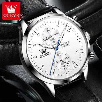 OLEVS Originalūs vyriški Laikrodžiai Top Brand Chronograph Kvarcas Žiūrėti Vyrams, Vandeniui Šviesos Data Vyrų Laikrodis Atsitiktinis Prabanga