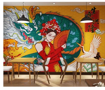 Mahjong salė fono sienos medžiaga grynasis red hot pot kepsnių restoranas tapetai