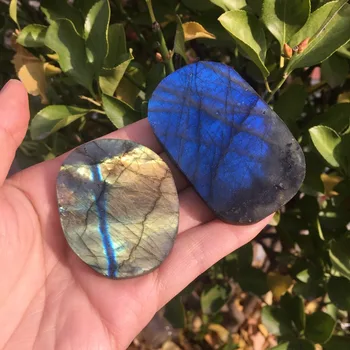 2vnt Gražus Mėlynos spalvos labradoras krištolo gabalas Gamtos Flash akmuo kvarcas RATO gabalas mineralinių Papuošalai 55-60g