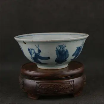 Kinijos Mėlynos ir Baltos spalvos Porceliano Čing Aštuonių Immortals Dizaino Dubuo 5.1 Colių