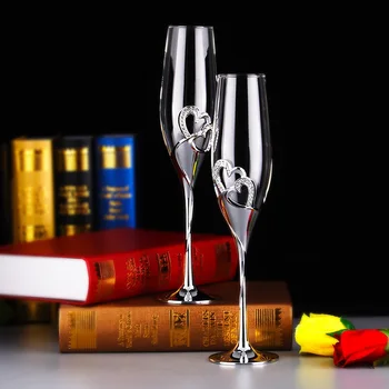 Crystal Šampanas Fleita Nuolatinis Taurės Europos Goblet Romantiška Vestuvių Suvenyrų Ženklas Gėlių Vyno Burbulas Stiklo Taurė