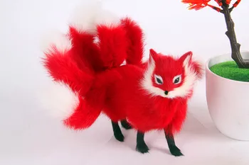 didelis 23x12 raudona nuolatinis fox modelis ,polietileno&kailiai, rankdarbių Figūrėlės namų puošybai žaislą dovanų a2793