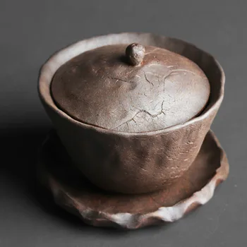 Rankų darbo amatų Sancai gaiwanyan molio medžiagos Kung Fu arbatos ceremonija, plačią burną ranka laikykite arbatos dubenėlį