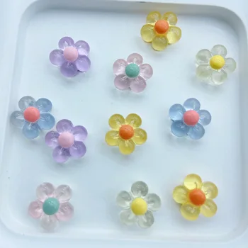 10vnt Dervos Sun Flower Nagų Dalys Ice Clear Japonijos Kawaii Nagai Cirkonio Dekoro 3D Želė Spalvingi Nagai Priedai 12.5 mm