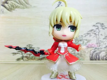 4pcs/daug Veiksmų Skaičius, Fate Stay Night Saber 10-ojo Jubiliejaus Q Versija PVC 15cm Lėlės dovana žaislai, Kolekcines, Modelis Anime