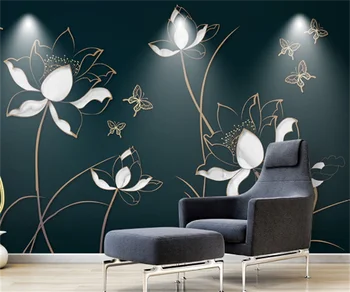 Profesinės užsakymą 3d naujieji Kinijos stilius paprastas, abstraktus gėlių lotus TV foną freskos foto tapetai paple