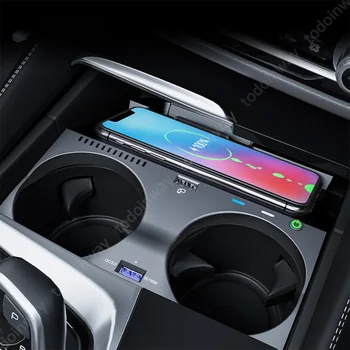 Automobilinis Telefono Laikiklis Prietaisų skydelis Transporto priemonė, Belaidis Kroviklis, skirtas BMW 5 6 Serijos G30 G38 G32 6GT 2017-2019 Mobiliojo Greito Įkrovimo Lopšys Padas