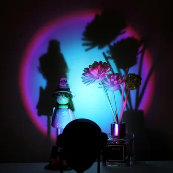 LED Rainbow Saulėlydžio Projektorius USB Stalo Lempos Naktį Saulės Šviesos Projekcija Miegamasis Baras Kavos Parduotuvė Sienų Apdailai Atmosfera Šviesos