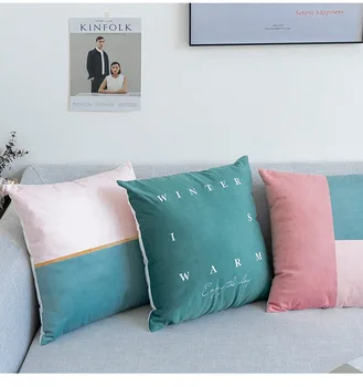 Super minkštas storio vandeniui flanelė pagalvėlė padengti 45*45 spalvingas geometrines sofa dekoro užvalkalas žalia rausva balta pagalvė padengti